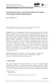 Pdf Internalisation Theory And Outward Direct Investment By Emerging Market Multinationals