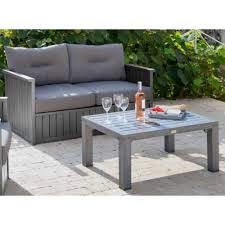 Il suffit d'avoir une terrasse ! Canape De Jardin Bas Milano 2 Pers Gris Et Table Gamm Vert