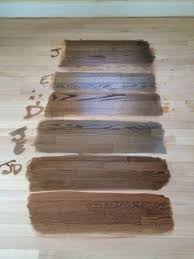 minwax color guide stain samples on a white oak floor from