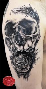 Skull and rose tattoo on a guest spot in wv.three hours or so to complete. Skull Rose Tattoo By Loop1974 On Deviantart