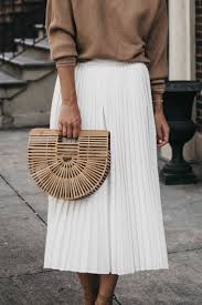 Black And White Pleated Midi Skirt Summer Pleats Styled Snapshots Skirt Outfits Summer White Skirt Outfits Pleated Midi Skirt
