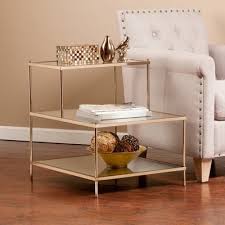 Henderson Warm Gold Accent Table Glass Accent Tables Gold Accent Table Glass Top End Tables
