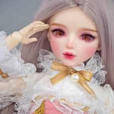 Handgemachte 1/3 Ball Jointed BJD Puppe Mädchen Rosa Lange Haare Rot Augen  Kleid