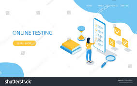 Landing Page With Design Template For Online Testing Concept Of Online Exam Questionnaire Form Online Education S Design Template Mockup Design Page Design