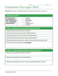 U S Constitution A Scavenger Hunt Constitution Day Teaching Social Studies Social Studies Teacher