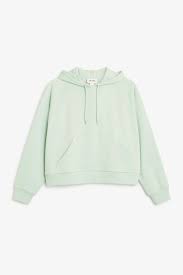 Monki Image 1 Of Cropped Hoodie In Green Light Hoodies Sweatshirts Cropped Hoodie