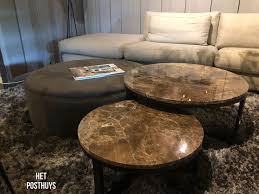 salontafel set van marmer en een footstool salontafel woonkamer decoratie interieur woonkamer