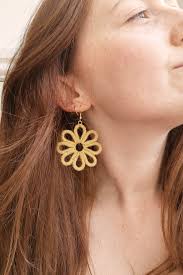 Rattan Flower Earrings, Tatting Lace Jewellery, Wicker Earrings, Boho  Floral Earrings, Raffia Earrings, Autumn Jewellery, Gift for Her