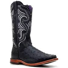 Bota Country Texana Feminina Jácomo Avestruz/Preto Cheia - Selaria Dias
