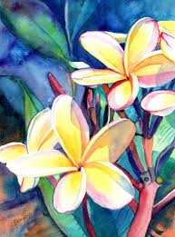 Plumeria Watercolors Tropical Flowers Frangipani Art Kauai Fine Art Original Plumeria Paintings Hawaiian Flowers Flower Art Flower Painting Hawaiian Art