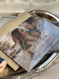 Save The Date Clear Gold Foil Layered Invites Clear Etsy Acrylic Wedding Invitations Wedding Invitations With Pictures Clear Wedding Invitations