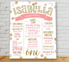 Birthday Posters With Pictures First Birthday Poster Customized Birthday Sign Pink And Gold First Birthday Sign One Print First Birthday Posters First Birthdays First Birthday Sign