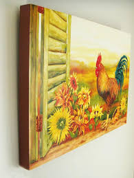 Sunflower And Rooster Decor Kitchen Art Prints On Canvas Sunflower Kitchen Decor Rooster Decor Kitchen Art Prints