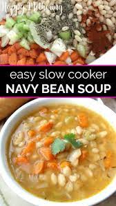 Slow Cooker Navy Bean Soup Recipe Recipe Bean Soup Recipes Crockpot Soup Recipes Vegetarian Soup Recipes