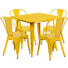 Flash Furniture 31 5 Square Metal Indoor Outdoor Table Set With 4 Stack Chairs Multiple Colors Walmart Com Outdoor Table Settings Round Metal Table Outdoor Stacking Chairs