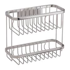Amazon Com Interdesign Easy Lock Pro 2 Tier Shelf Brushed Stainless Steel Shower Caddies Shower Storage Interdesign Shower Basket