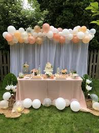 Peach Rose Gold And Green Baby Shower Decor Peach Baby Shower Baby Shower Roses Gold Baby Shower Decorations