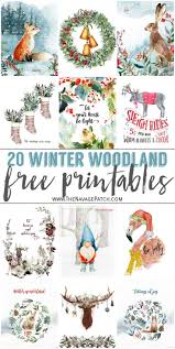 Watercolor Winter Woodland Printables Free Christmas Printables Woodlands Printables Christmas Watercolor