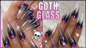 37 trendy nails stiletto ombre love. Goth Glass Stiletto Nails Black To Clear Gel Ombre Design Youtube