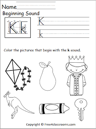 free beginning sounds worksheet letter k free4classrooms