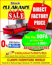 Sri Laxmi Furniture World Furniture Furnitureworld Hyderabad Buy Sofa Furniture Stock Clearance