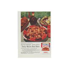 With fresh cut potatoes and carrots in a rich gravy with large heating directions:range top: 1958 Dinty Moore Vintage Ad Beef Stew Marengo