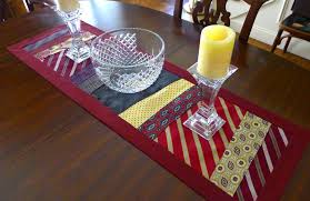Table Runner Recycle Reuse Upcycle Old Neckties Sewed A Table Runner From Some Of My Husband S Old Ties Tie Crafts Old Ties Necktie Crafts