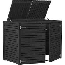 Cache Poubelle Double En Bois Avec Couvercle L155xl83xh115 Cm Anthracite Cacher Les Poubelles Poubelle Poubelle Exterieur