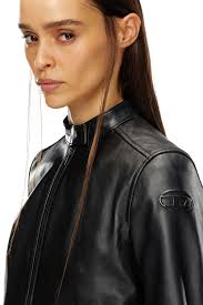 Diesel Giacca Biker Argento Giacca Biker In Pelle Con Logo A Rilievo Donna  Nero Diesel