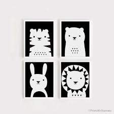 Black And White Animal Prints For Nursery Art Print Download Nursery Art Set Of 4 Animal Poster Tiger Etsy Nursery Art Set Nursery Art Kid Room Decor
