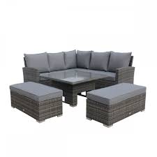 Shop height adjustable patio table at bellacor. Charles Bentley Rattan Corner Lounge Set With Height Adjustable Table Garden From Beatsons Direct Uk
