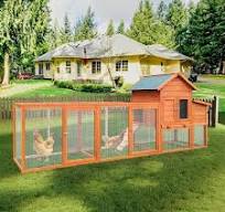 Unbranded 121.6 in. Large Outdoor Wooden Chicken Coop Hen House with Nest  Box Wire Fence Poultry Cage Animal Cages DOGCAGE1204HHH
