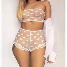 Zaful see through crop top up to 30% off, free 30 day returns. Us 2pcs Womens Beauty Lingerie Set See Through Crop Top Shirts Pants Club Shorts S Black Walmart Com Walmart Com