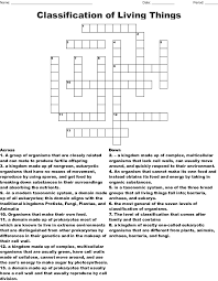 Classification Of Living Things Crossword Wordmint