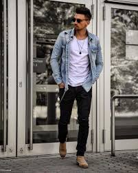 Life Changing Style Tips For College Men White Tee Denim Jacket Black Jeans Chelsea Boots 1 Stylish Men Casual Mens Casual Outfits Denim Jacket Men Outfit