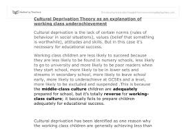 Cultural Deprivation Theory A Level Sociology Marked By Teachers Com