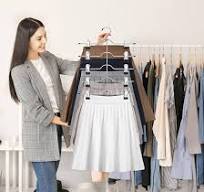 Amazon.com: Besslly Pants Skirt Hangers with Clips, 4 Pack Pants Skirt Hangers Space Saving for Women Closet Organizers : Home & Kitchen
