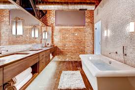 Diy towel racks, holders and hangers to organize your ~ red brick in a row house bathroom. 20 Awesome Brick Walls In The Bathroom Home Design Lover