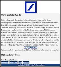 Öffnungszeiten, telefonnummer der hotline und beste zeit, um warteschleifen zu vermeiden. Deutsche Bank Phishing Aktuell Diesen Fake Mails Durfen Sie Nicht Trauen