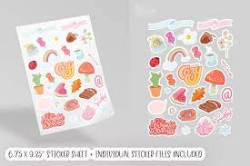Printed on glossy adhesive vinyl on a 4″x6.25″ sheet. Aesthetic Stickers Bundle Hand Drawn Printables By Ayca Atalay Creative Thehungryjpeg Com