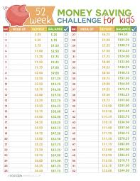 It has to be fun. 52 Week Money Challenge For Kids Money Saving Printable
