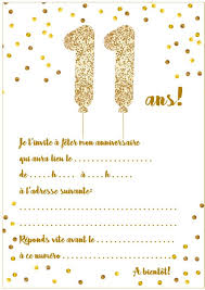 Carte d'invitation d'anniversaire 10 ans. Carte D Invitation D Anniversaire 11 Ans