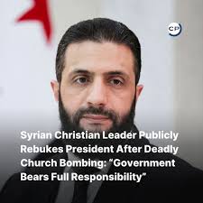 After a devastating suicide bombing at a Damascus church left at least 25  dead and dozens injured, Greek Orthodox Patriarch John X Yazigi delivered a  bold rebuke to Syria's new President Ahmed