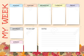 My Week Planner In Colorful Autumn Leaves Design With A Chart