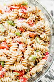Add the dressing to the salad. The Best Creamy Pasta Salad Cooking For Keeps