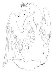 Print wolf coloring pages for free and color our wolf coloring! Winged Wolf Line Art Edited By Crimsonwolfsobo On Deviantart Wolf Line Art Wolf Coloring Wolf Art Drawing
