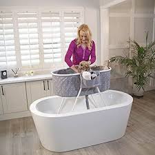 Make bath time more comfortable and convenient for you both — and keep the mess out of your house. Furesh Elevated Folding Dog Bath Tub And Wash Station For Bathing Shower And Grooming Foldable And