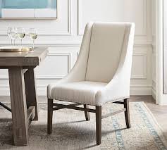 Milan Slope Upholstered Dining Armchair Pottery Barn Upholstered Dining Chairs Dining Chairs Dining Arm Chair