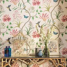 Sanderson Birds Of Paradise Wallpaper Sanderson Clementine Wallpaper Chintz Dvoy213388 Wallpaper And Murals Rustic Wallpaper Vintage Flowers Wallpaper Pattern Wallpaper