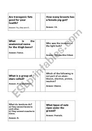 Think you know a lot about halloween? English Worksheets Science Trivia Questions